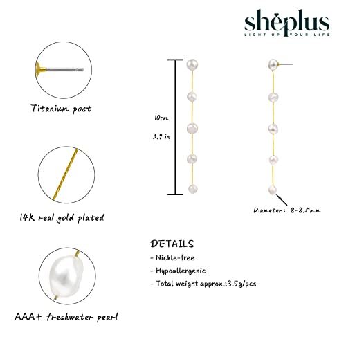 Bride Gifts Long Real Freshwater Pearl Dangle Earrings Dangling Hanging Tassel String Multiple Genuine Baroque Pearl Drop Jewerly for Women 5