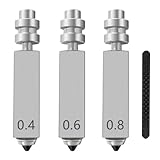 HzdaDeve 3PK 0.4MM 0.6MM 0.8MM Integrierte gehärtete Stahldüsen für Kobra X Combo Quick-Swap High Flow High Speed Throat Tube Düsen Druckkopf Hot End für Anycubic 3D-Drucker
