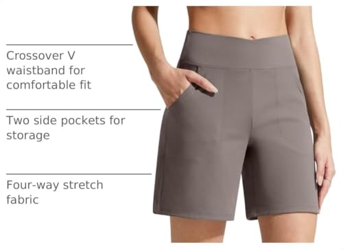 Image of G4Free Evergoing Athletic Shorts for Women with Pockets 6 inch /14 inch Cross Waist