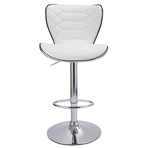 Jonafors Premium Adjustable Swivel Bar Stools,Kitchen Counter Bar Stools Pu Leather Padded With Back, Set Of 2,White #TOP3