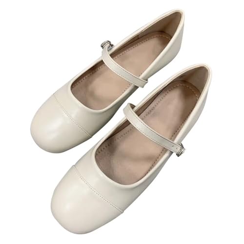 TN TANGNEST Flat Shoes for Women Retro Square Toe Mary Jane Flats Shiny Ballet Flats Comfortable Office Flats