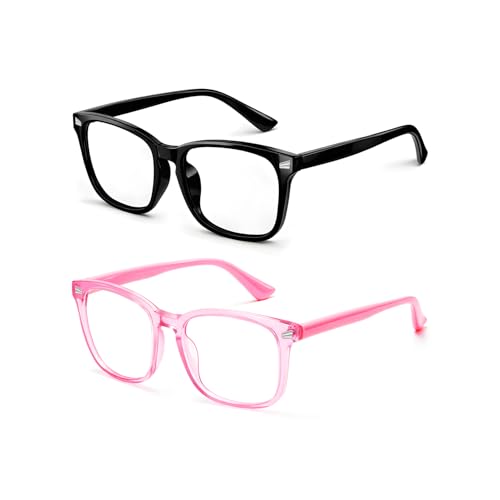 Image of Blue Light Glasses for Kids Boys Girls Teens,Square Frame | UV Filter & Eye Strain, Anti-Glare & Lightweight Eye Protection, Ideal for Computers, Tablets & Gaming