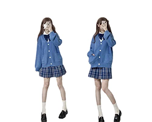 Image of Womens Japanese Cute Kawaii Knitted Cardigan Sweater Cosplay Long Sleeve Button Down JK School Uniform Jacket