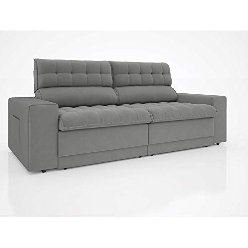 Sofá Omega Retrátil e Reclinável Velosuede Grafite 2,30m (l)