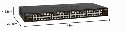 NETGEAR (GS348) Switch Ethernet 48 Ports RJ45 Gigabit (10/100/1000) , switch RJ45 Format Bureau /Rack, Boitier Robuste en Métal, Silencieux sans Ventilateur pour une Connectivité Simple et Abordable