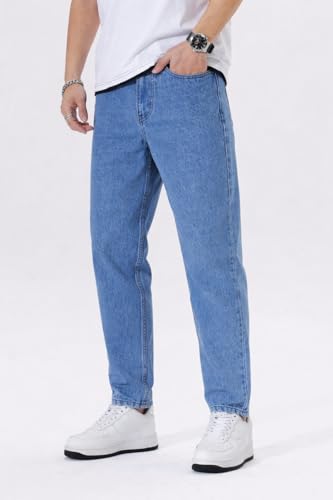 Image of Men's Slim Relaxed Fit Mid Rise Tapered Fit Non-Stretch Denim Jeans | Cotton Blend Casual 5 Pocket Denim Jeans for Men