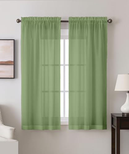 Vargottam Sheer Polyester Georgette Window Curtains 42" W x 54" L - Rod Pocket with 1.5" Frill, 2 Panels - Semi-Sheer Curtain Panels for Bedroom, Living Room, or Dining Windows