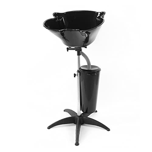 SunCourtyard Bac à shampoing pour Cheveux,Évier de Bassin de shampooing Profond de Salon portatif réglable en Hauteur Bol de Traitement des Cheveux avec vidange, Tuyau de pulvérisateur et Seau Cover