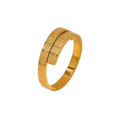luxuarylook Islamic Ayatul Kursi Ring | Elegant Stainless Steel Adjustable Arabic Jewelry | Spiritual Faith Gift for Men & Women | Gold-Plated Adjustable Ring-picture-21