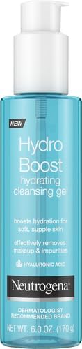 Neutrogena Hydro Boost Lightweight Hydrating Facial Cleansing Gel, Gentle Face Wash & Makeup Remover with Hyaluronic Acid, Hypoallergenic & Non Comedogenic, 6 oz