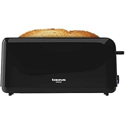 Taurus Prima Taurus 960668000 Amazing TO3000 - Tostadora de pan 1450W, 2 ranuras extra largas y extra anchas, 6 niveles tostado, 3 funciones extra, sistema auto-centrado, bandeja recogemigas