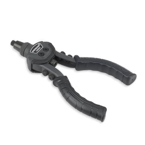 Hoteche 10 Inch Double Handle Riveting Pliers Carbon Steel Aluminum Alloy 760g Riveting Tool Set including 5 Nozzles and 3 Steel Jaws for Blind Rivet Pliers