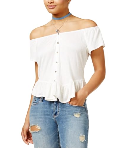 American Rag Juniors Off The Shoulder Peplum Top Cream M