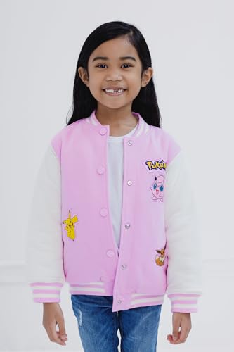 Pokemon Girls French Terry Varsity Bomber Jacket Little Kid to Big Kid Sizes (4-14-16)3