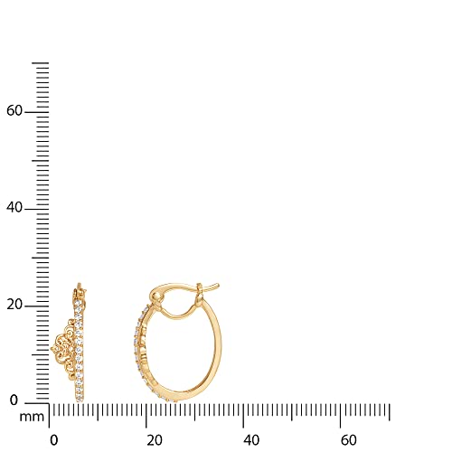 Disney Princess Cubic Zirconia Hoop Earrings, Tiara Detail, Gold Plated #TOP4