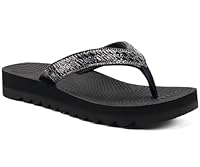 KuaiLu Damen Orthopädische Flip Flops Yoga Matte Kissen Mode Strass Sandalen Sommer Wandern Strand Reisen Thong Rutschen Comfy Plantar Fasciitis Indoor Outdoor Sandles Schwarz 40
