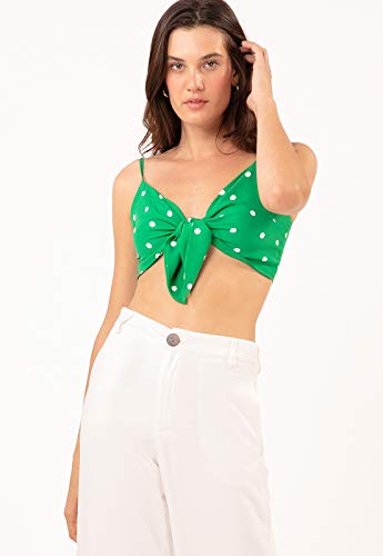 Top com Amarração Poá Verde Tamanho:M