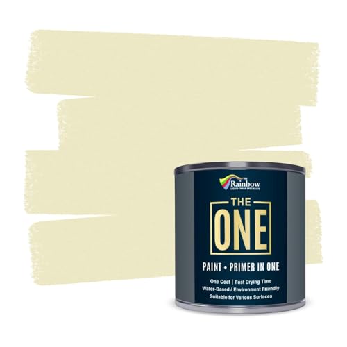 THE ONE All-In-One Paint & Primer - Cream Satin, 8.5 Fl Oz/250ml Sample | 1 Coat Formula | Easy Indoor & Outdoor Decorating for Home & Garden Walls, Floors & Furniture | Water-Based & Low VOC