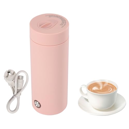 Tragbarer Reisewasserkocher, 400ML Reise Wasserkocher Klein, Mini Camping Elektrischer Wasserkocher, 304 Edelstahl Mini-Heizbecher, 5 Minuten schnelles Kochen, für Kaffee und Teezubereitung, Rosa