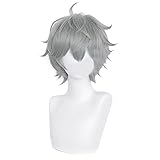 osseoca ES2 Straight Short Wig Lifelike Warped Daily Gold Synthetic Hair Full Head Cover Daily Cute Anime Halloween Carnival Comic Exhibition Cosplay Hair Natural COS Ombre Wigs with Bangs (Sena Izumi)