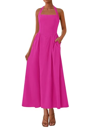 Image of KIRUNDO Summer Dresses for Women 2026 Halter Maxi Wedding Guest Party Cocktail Semi Formal Elegant Classy Long Sundress