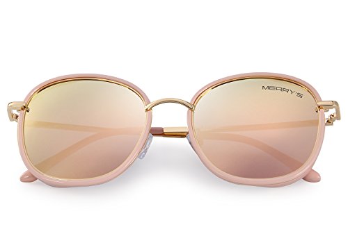MERRY'S Polarized Sunglasses for Women Retro Oversized Sun Glasses Metal Temple S61084
