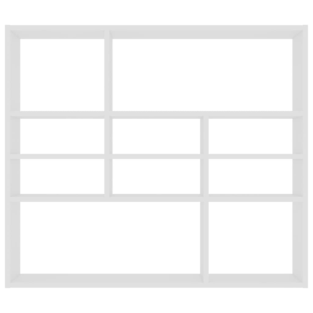 Estantería de pared blanca de madera 90 x 16 x 78 cm con 10 compartimentos abiertos, soporta hasta 40 kg, estantería flotante para salón, cocina, baño, sistema versátil de pared para montaje