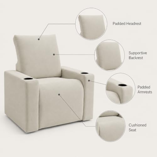 Image of 1 Seater Electric Recliner with Cup Holders, Cream