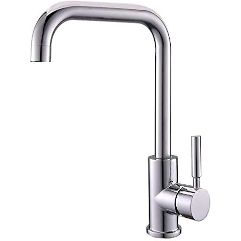 ATUM HOME Modern Kitchen Sink Mixer Tap, Easyfit Single Handle Monobloc Kitchen Bar Taps with Swivel Spout, Chrome Kitchen Taps Cover