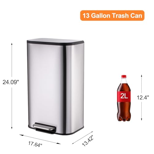 Caneca de Basura Rectangular Acero Inoxidable 50L miniatura 2