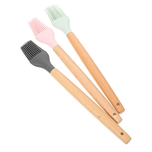 HANABASS 3pcs Silicone Basting Brush Comfortable Grip Cooking Oil Brush for Outdoor Barbecue Baking Grilling Versatile for Meats Pastries and More Grey