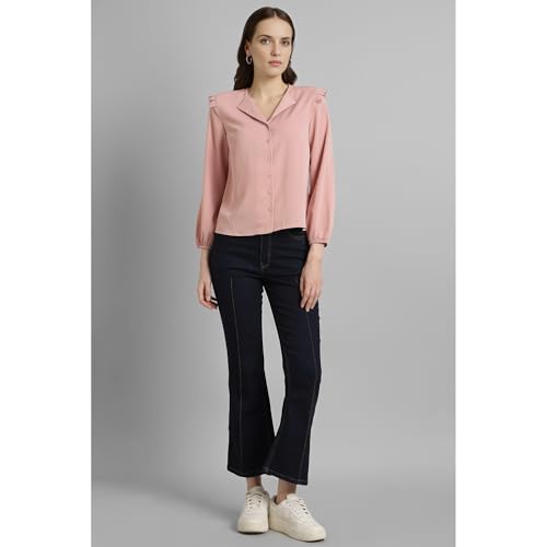 Image of Van Heusen Women Polyester Regular Fit Solid Full Sleeve Casual Shirt