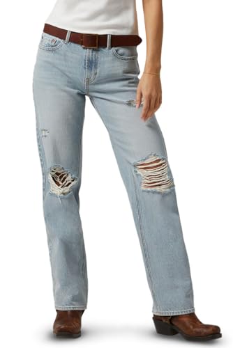 PacSun Women's Jordyn Low Rise Straight Leg Jeans Ripped Knee Light Indigo