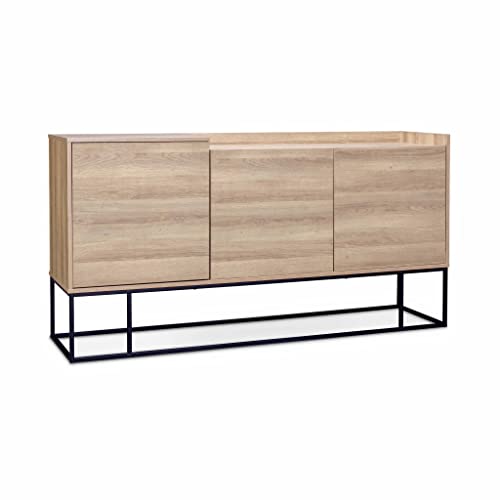 Alice's Home - Vaisselier en décor Bois et métal 100x39.5x136.5cm - Magnus - 4 étagères. 3 Niveaux de rangements