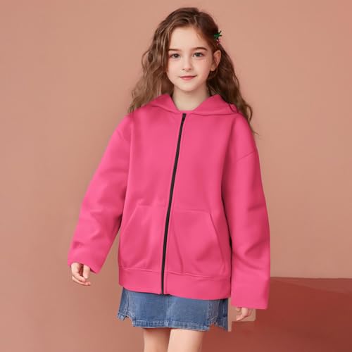Kids Zip Up Hoodie Long Sleeve Casual Jacket Fleece Lined Hooded Sweatshirts with Pockets Cute Fall Outwear Coat2