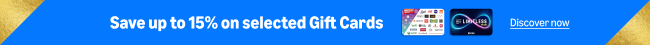 Save up to 15% on selected Gift Cards