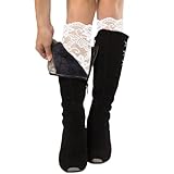 NICENEEDED Boot Cuffs for Women, Fashion Stretch Lace Leg Warmers Socks Topper Cuff, Stretch Lace Boot Cuffs
