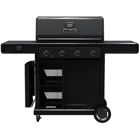 Char-Broil® Pro Series™ with Amplifire™ Infrared Technology 4-Burner Propane Gas Grill Cabinet with Side Burner, Black - 463281024 Cover