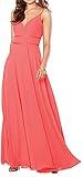 Vestidos de Fiesta con Cuello en V y espagueti para Mujer Vestido Largo de Noche bohemio Vestido de DAMA de Honor de boda Coral US26W