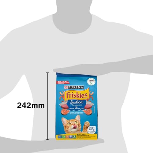Image of Purina Friskies Seafood Sensations Adult Cat Food, Tuna Salmon Whitefish Cran & Shrimp Flavours, 400g