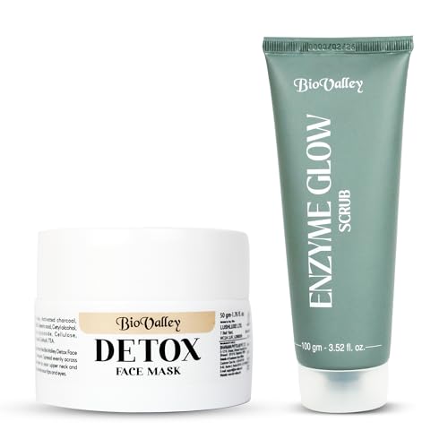 Image of Enzyme Glow Scrub & Detox Clay Face Mask Combo for Women & Men | Face Scrub for Tan Removal, Dead Skin & Blackheads | Clay Mask for Oil Control & Deep Pore Cleansing
