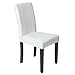Roundhill Furniture Urban Style Solid Wood Leatherette Padded Parson Chair, Off-White, Set of 2