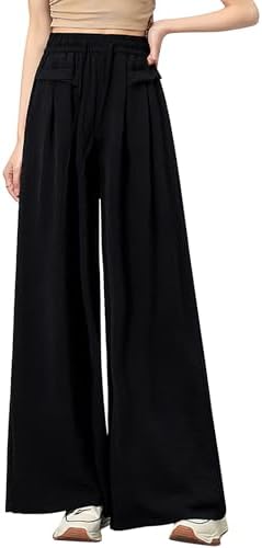 PALAME Women's Wide Pants, Long Pants, For Creating a Missing Feel, Beautiful Silhouette, Body Coverage, Spring, Summer, Autumn, Gaucho, Trousers, Bottoms, Thin, Loose, Long Legs, Slimming, Elasti