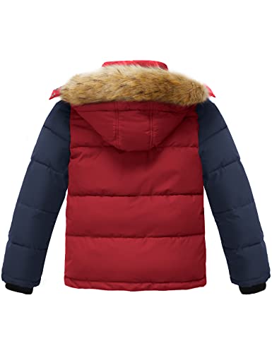 wantdo Boys' Winter Coat Warm Puffer Coat Waterproof Winter Jacket with Faux Fur Hood2