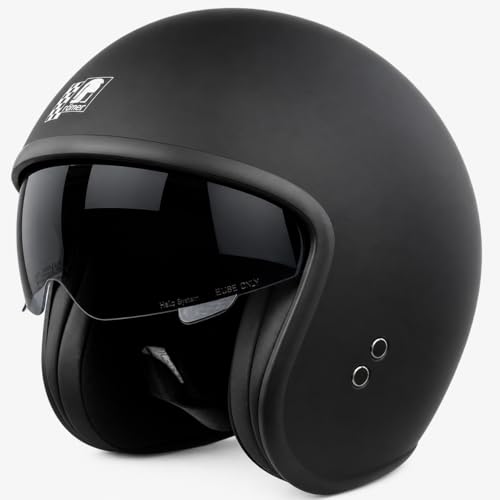 Römer Jethelm RR10701 - Motorradhelm mit Sonnenvisier + gratis klaren Visier, matt schwarz, Gr. L