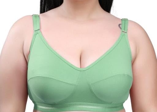 INKleider Premium Cotton Blend Everyday Bra | Non-Padded Wire-Free Full Coverage Seamed Cups | Plus Green 44B-image-15