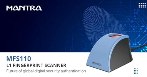 Image of Mantra MFS 110 L1 | Biometric Fingerprint Scanner | USB Interface, Blue and Black | 1 Yr RD & Warranty | 140G | Metallic Blue | Made in India |
