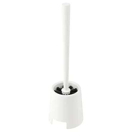 Ikea | Bolmen White Toilet Brush | Cleaner | Plastic Toilet Brush with Holder | with Long Handle | (2)
