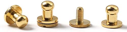 WUTA Solid Brass Round Head Screw Studs Brass Button Nail Rivet Chicago Leathercraft Accessories 20pcs/Pack,8mmX5mm Golden