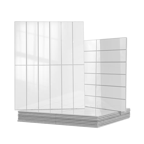 Art3d 10-Sheet Faux Marble Peel and Stick Backsplash Tile for Kitchen Wall Bathroom Countertops, 11.4 inch x 9.1 inch Stick-on Glazed-Ceramic Finish Resist to Water, Heat and Scratches, White